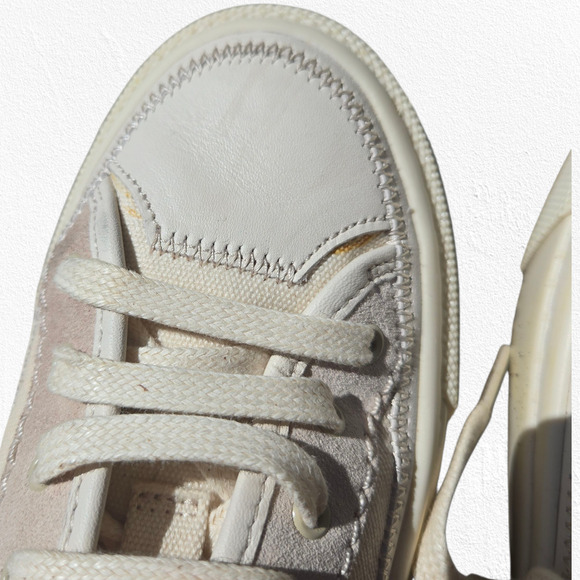 AllSaints Milla Cream Leather Canvas Low Top Platform Sneakers Size 6M / EU 36 - Picture 5 of 14